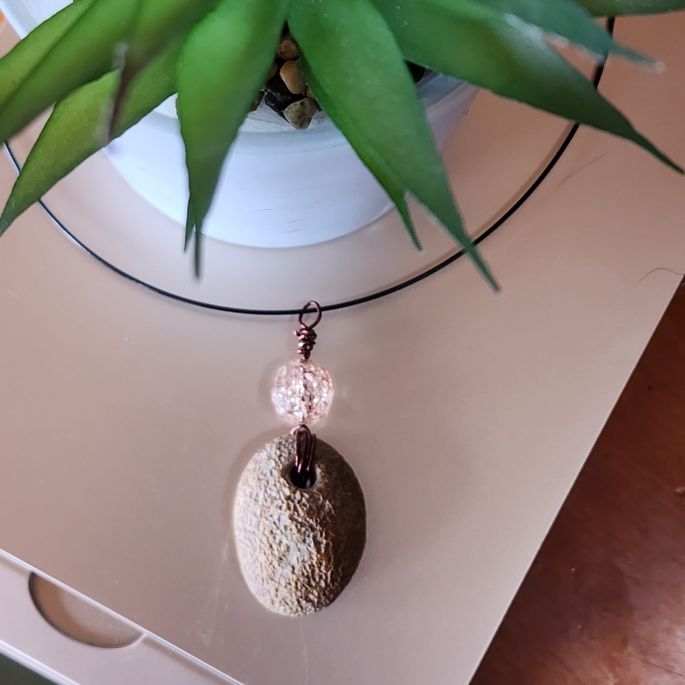 Handmade River Rock Necklace 17"